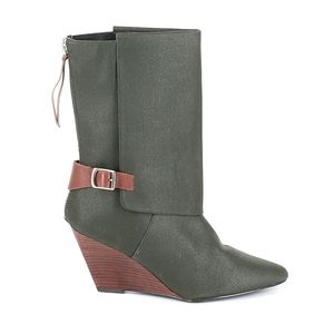 Pied Juste Olive Green Waxed Canvas Boot